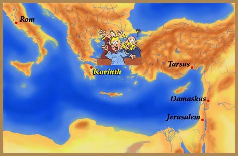 Karte: Nach Korinth